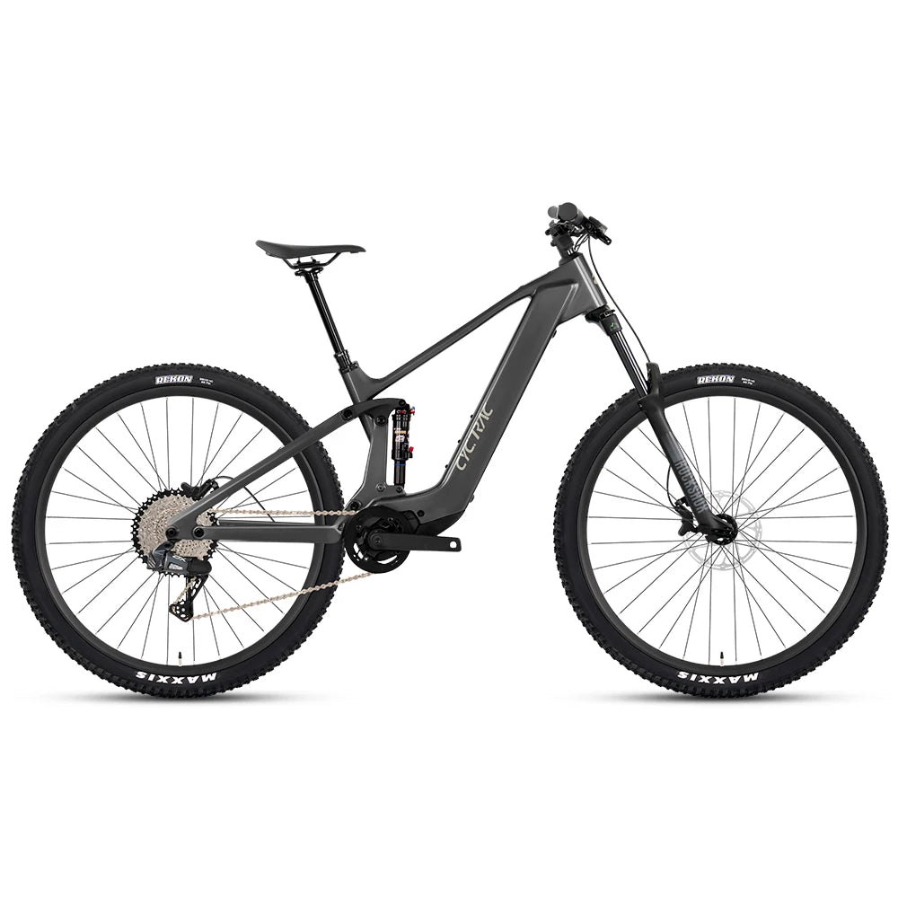 Bicicleta de montaña eléctrica M820 Mid Drive Motor EM19 de carbono con doble suspensión, inalámbrica y tija telescópica