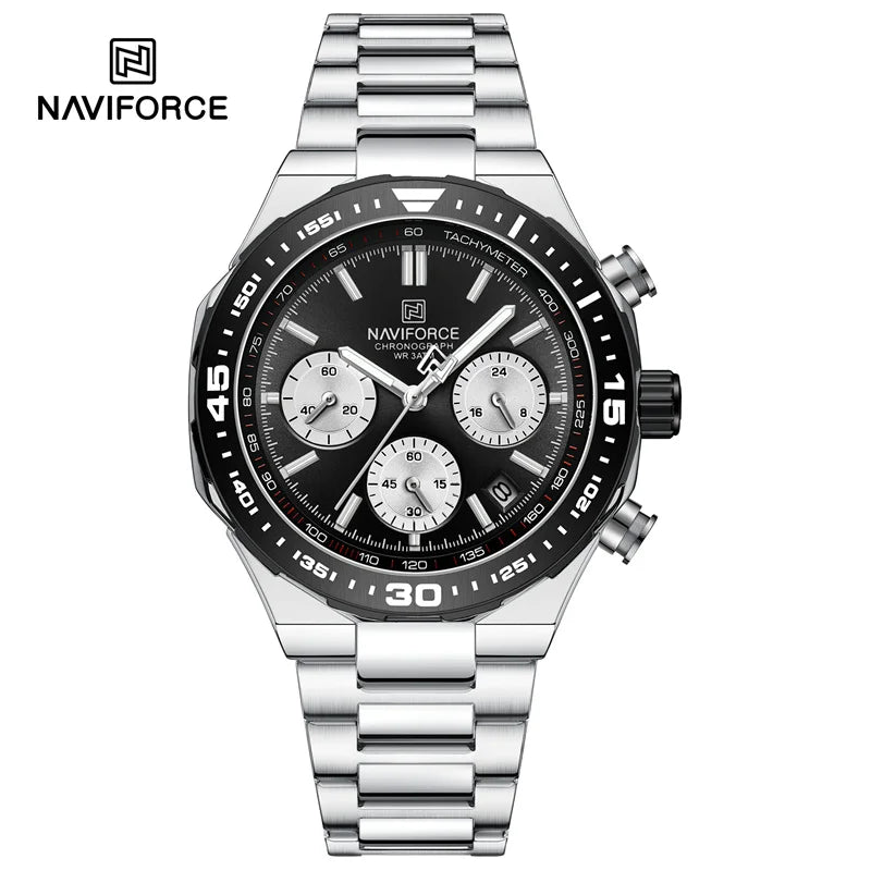 Reloj NAVIFORCE 2024 para hombre, resistente al agua, estilo casual de negocios, con fecha, manecillas luminosas, cuarzo, cronógrafo, correa de acero inoxidable