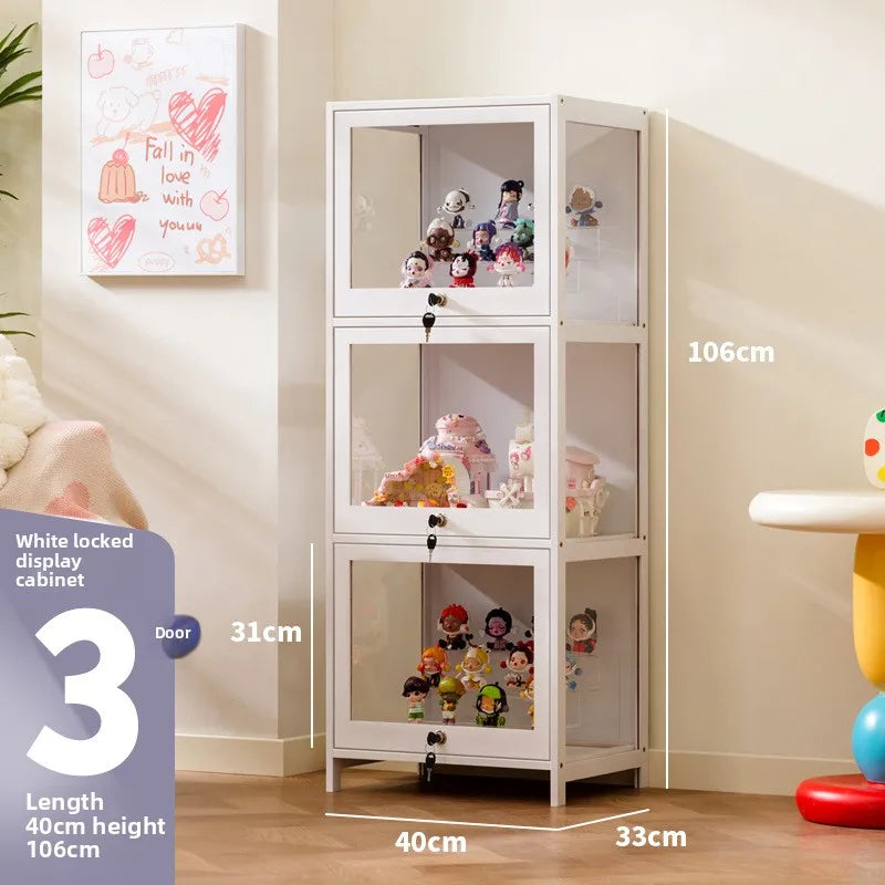 Vitrina transparente para Lego con cerradura, armario para adornos y cajas ciegas, almacenamiento de accesorios, estilo clásico y funcional.
