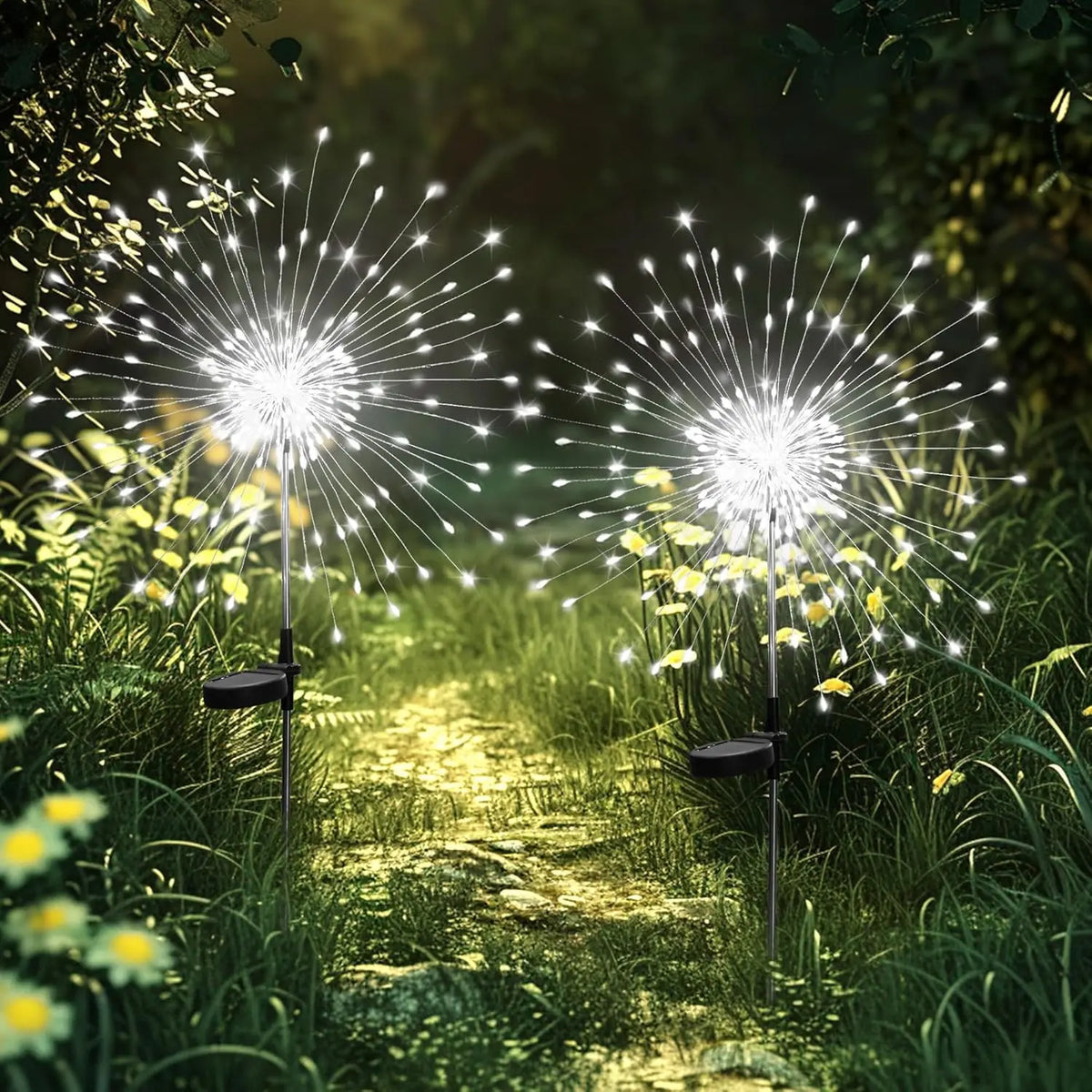Solar LED Fairy Lights DIY Outdoor Garden Decorative Firework Lights for Patio Pathway Street Lawn Lamp