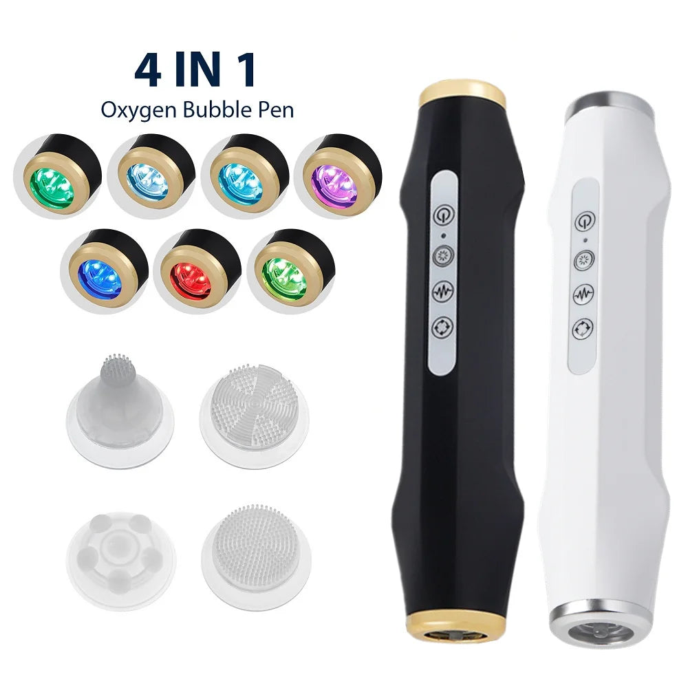 Máquina Facial Portátil de Burbujas de Oxígeno, Pluma de Burbujas de CO2, Dispositivo de Belleza para Limpieza Facial con Agua, Masajeador con Cápsulas de CO2