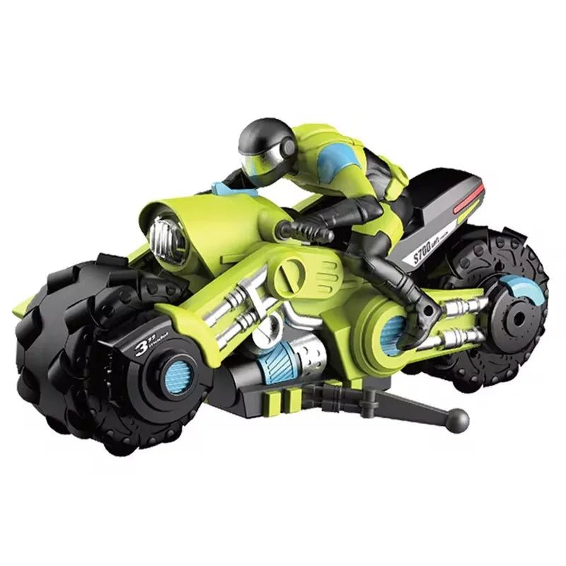 1: Motocicleta RC de acrobacias 3D a control remoto, coche a control remoto, juguete de motocicleta eléctrica para niños con rotación y derrape