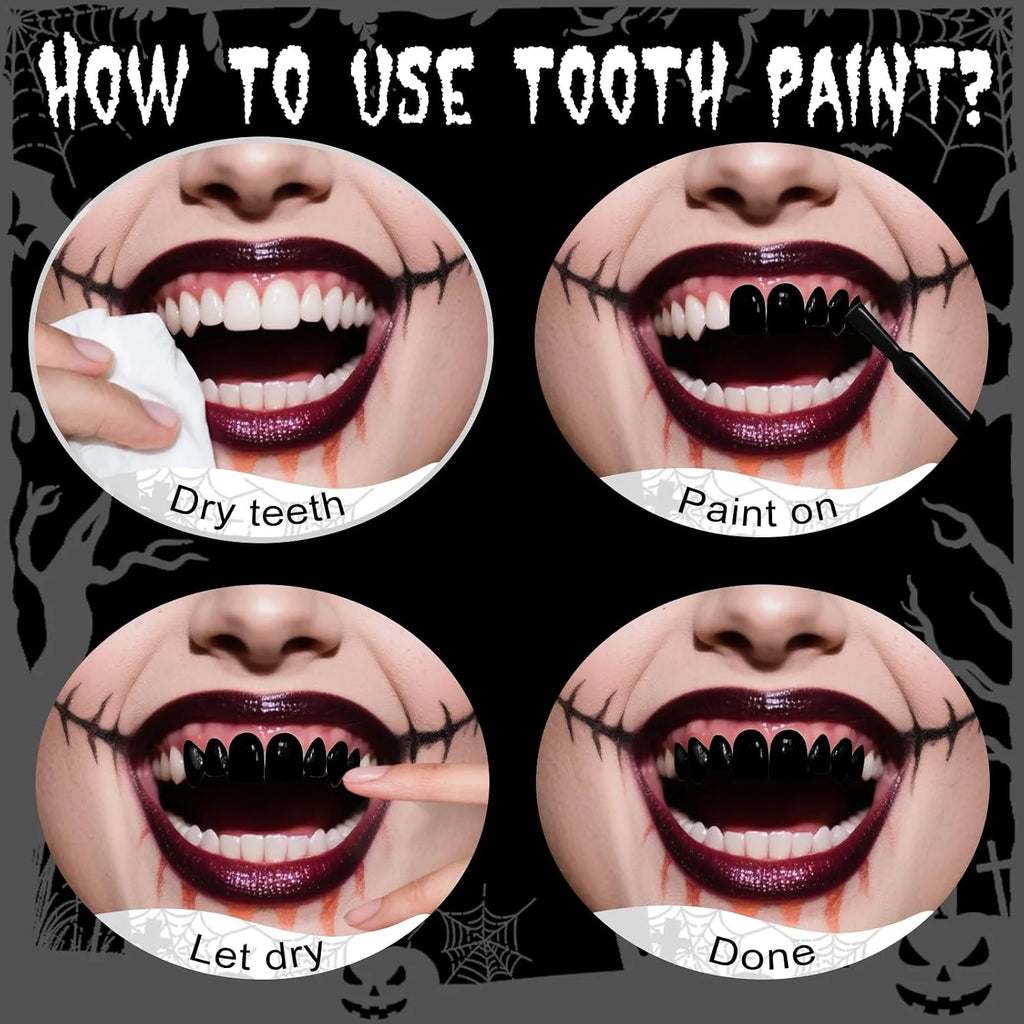 Pintura dental profesional roja y negra para maquillaje de efectos especiales de Halloween