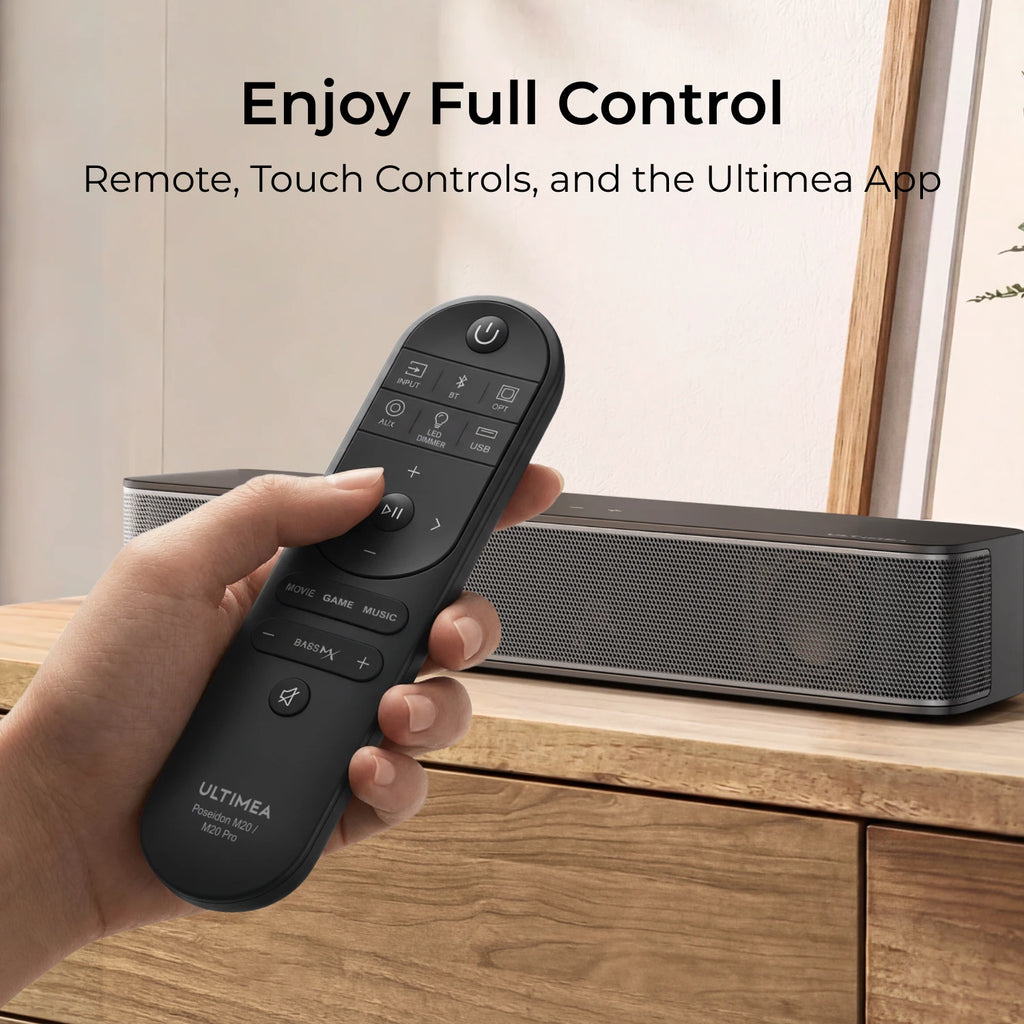 Barra de sonido compacta ULTIMEA 2.1ch para TV, subwoofer integrado de 3 pulgadas, control mediante aplicación, potencia máxima de 120 W, barra de sonido todo en uno para PC y juegos, barra de sonido Bluetooth 5.4 para