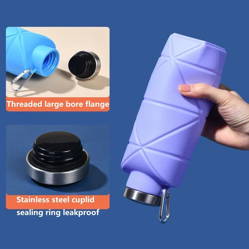 Botella de agua suave de silicona de 700ML, frasco de cubo Gourde para correr, frasco deportivo suave YDSH05