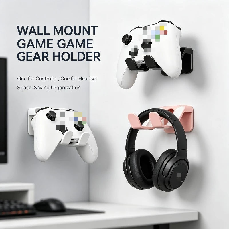 1PCS Soporte de Pared de Doble Uso para Control de Juego, Soporte para Colgar Gamepad y Auriculares para PS4&5 Switch Pro Xbox One, Auriculares para Juegos