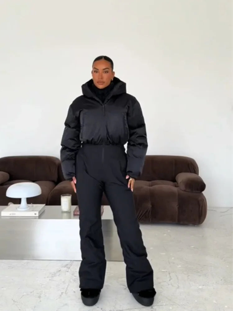 Mono de esquí casual y grueso para mujer, con cuello alto, manga larga, cremalleras y cintura alta, mono de esquí para dama, ropa de esquí femenina de invierno 2026, novedad