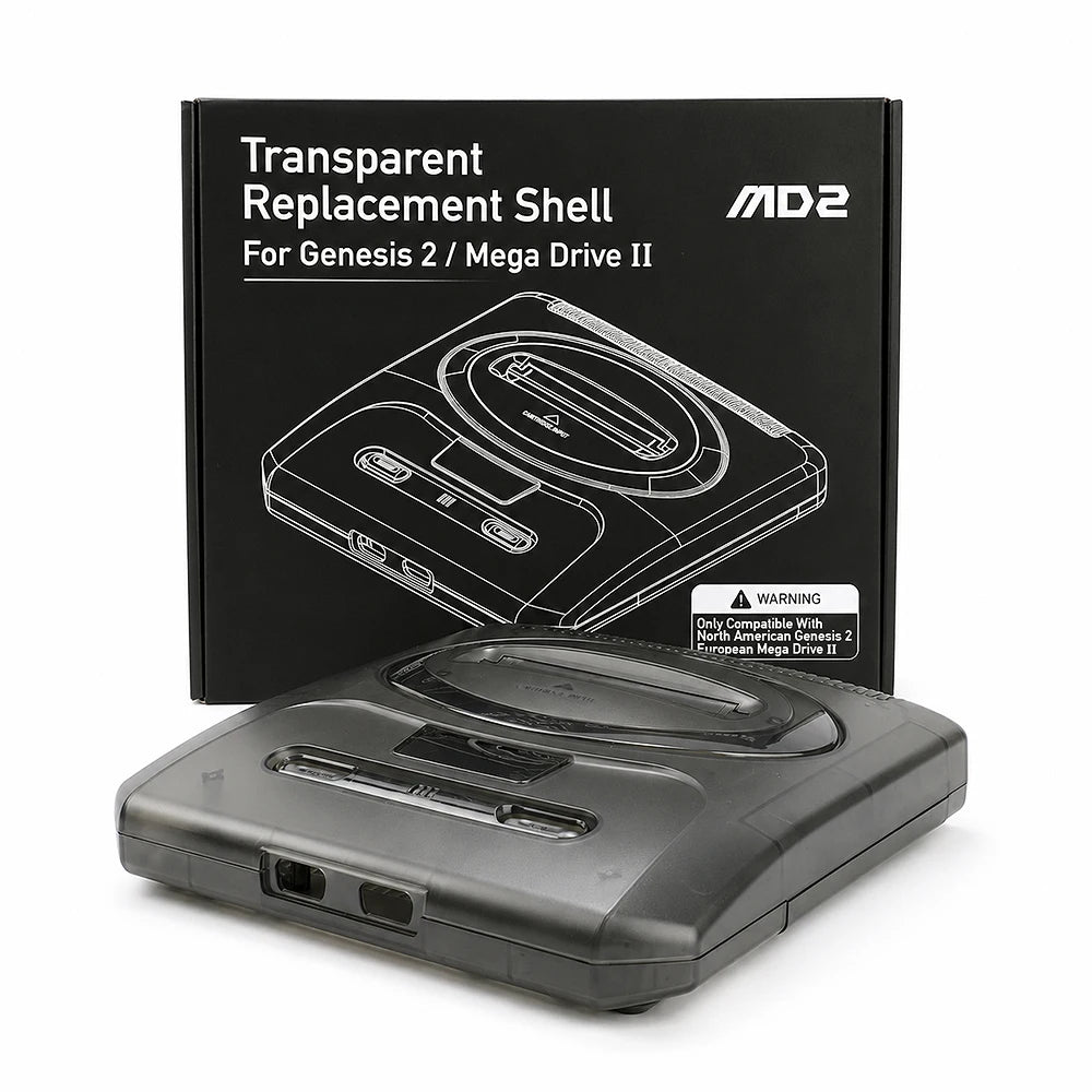 Carcasa de Repuesto Transparente de ABS LinkRetro, Moldeada por Inyección, para Consola de Juegos Sega Genesis 2 / MD2
