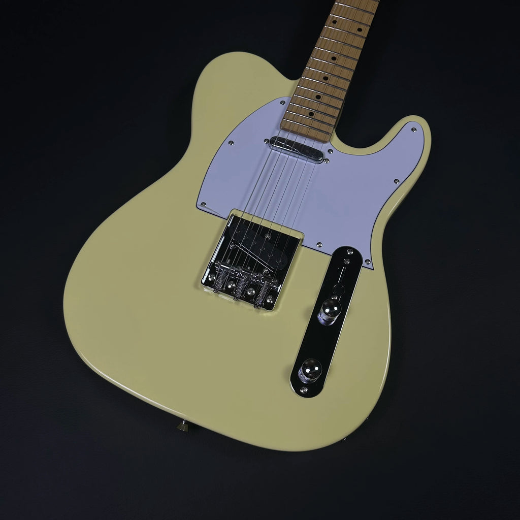Guitarra eléctrica TL amarilla crema, cuerpo de caoba, diapasón de arce