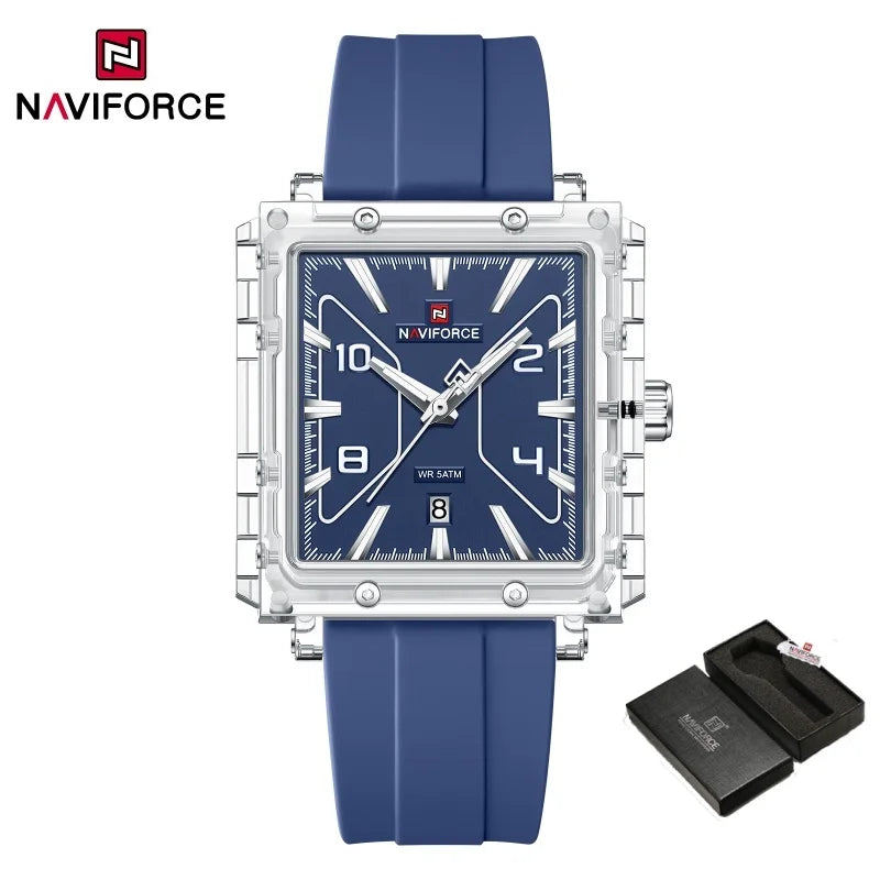 Reloj de cuarzo para hombre NAVIFORCE de alta calidad, resistente al agua 50M, deportivo, con visualización de fecha, correa de silicona y manecillas luminosas, regalo para chico, Reloj Hombre