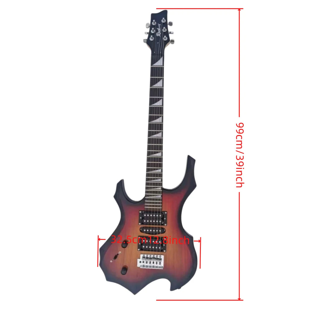 Guitarra eléctrica Sunset Gradient, acabado Flame para zurdos, pastillas de doble bobina, interruptor de un solo palanca, guitarra eléctrica de rock. Ideal
