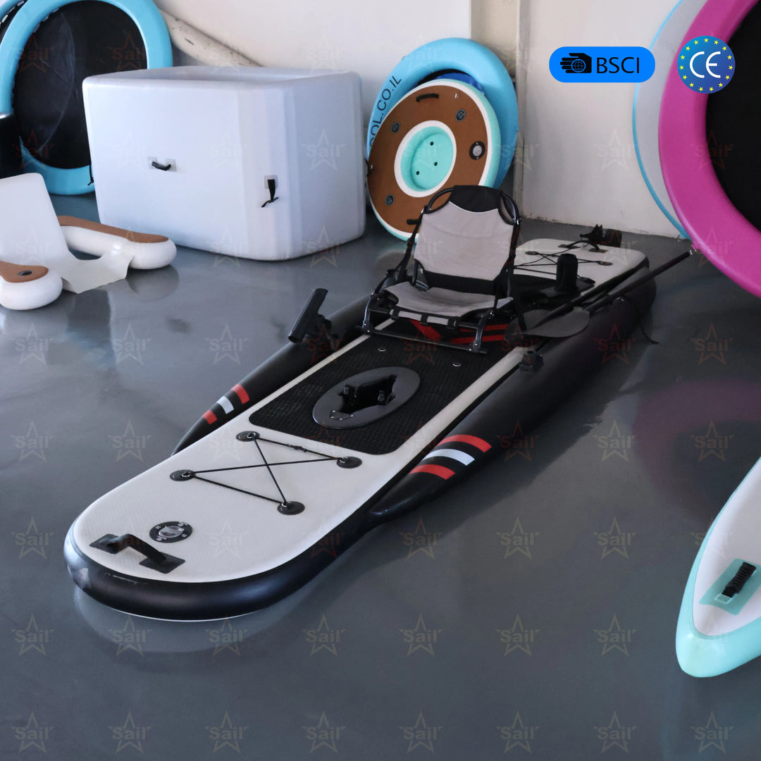 Kayak Inflable de Pedales en Oferta, Asiento Individual, Kayak de Pesca con Pedales, Canoa para Pescar Sentado, con Sistema de Propulsión a Pedales para Actividades al Aire Libre