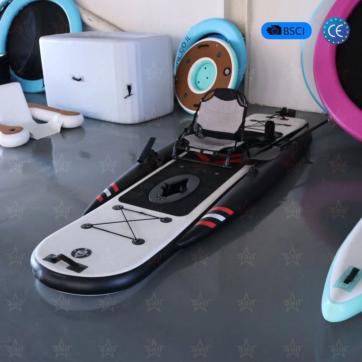 Kayak Inflable de Pedales en Oferta, Asiento Individual, Kayak de Pesca con Pedales, Canoa para Pescar Sentado, con Sistema de Propulsión a Pedales para Actividades al Aire Libre
