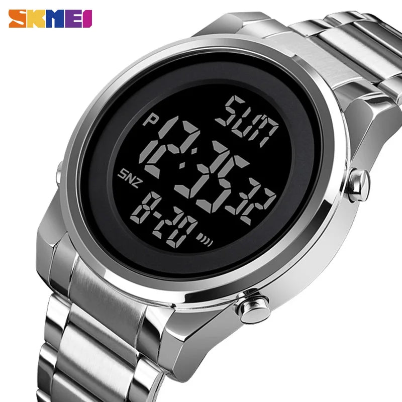 Reloj digital deportivo SKMEI de lujo para hombre, resistente al agua, de acero inoxidable, reloj de pulsera electrónico para caballero, modelo 1611