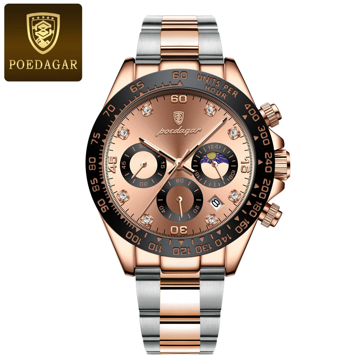 Reloj de lujo para hombre POEDAGAR, cronógrafo, resistente al agua, luminoso, con fecha, reloj de pulsera para hombre, deportivo para exteriores, reloj de cuarzo de acero inoxidable para hombre