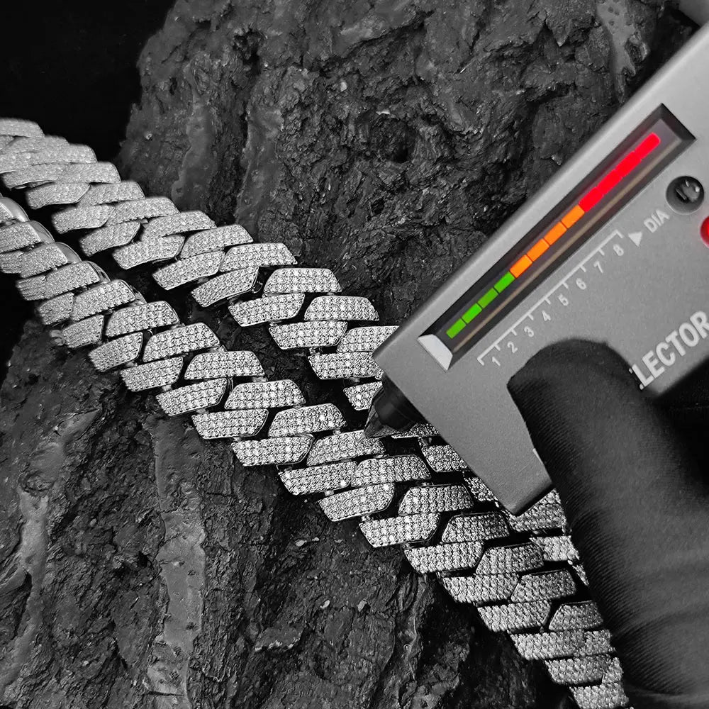 Joyería de Moda Hip-Hop, Cadena Cubana de 20MM con Certificado VVS GRA, Collares de Moissanita Color D en Plata de Ley S925