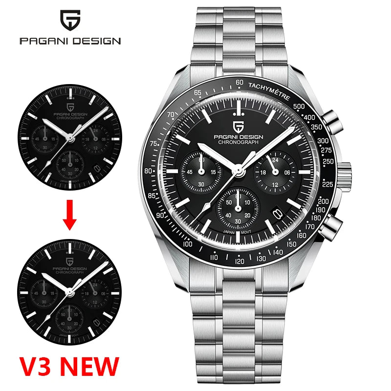 PAGANI DESIGN 2026 Nuevo Reloj de Luna para Hombre, Cronógrafo Deportivo Multifunción de Cuarzo, Relojes de Marca de Lujo para Hombre con Cristal de Zafiro