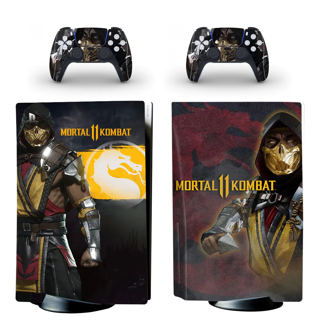Pegatina adhesiva de vinilo para consola PS5 y 2 mandos, diseño de Mortal Kombat, versión disco