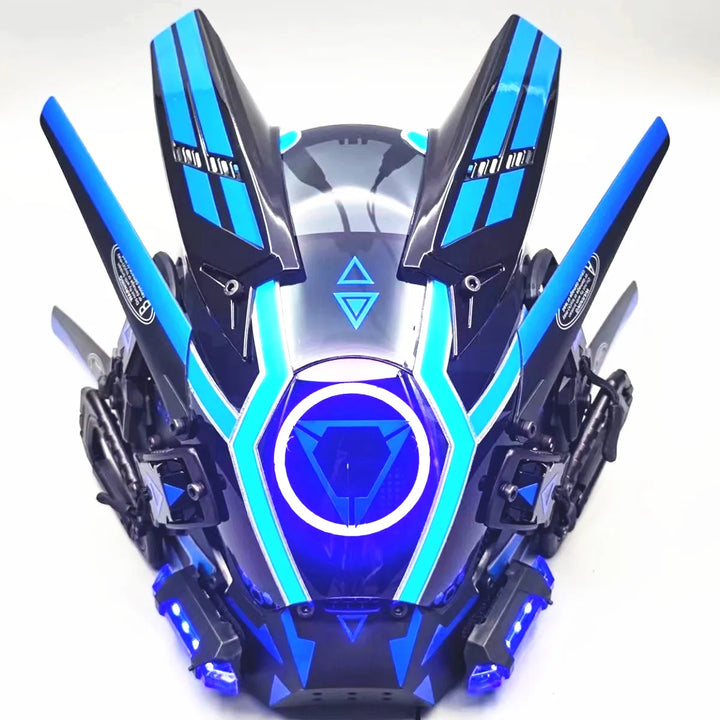 Máscara Cyber punk LED peinado trenza Halloween Navidad juego de rol casco fiesta regalo para adultos ﻿