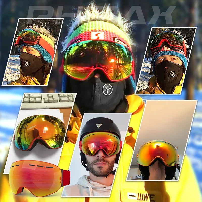 PHMAX gafas de esquí para hombre, gafas de Snowboard para mujer, gafas de sol de invierno para nieve al aire libre UV400, lentes de doble capa, gafas de esquí antiniebla