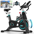 Bicicleta de ejercicio con resistencia ajustable Wenoker, bicicleta de spinning silenciosa para el hogar con monitor LED mejorado, soporte para tableta, bicicleta de ciclismo para uso en interiores, ideal para ejercicios card