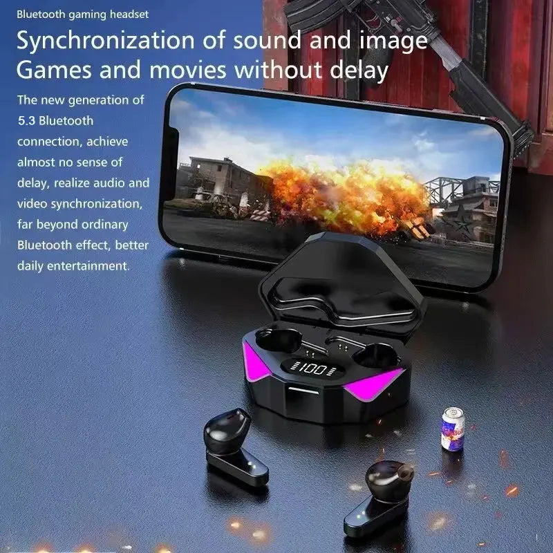 Auriculares Bluetooth inalámbricos TWS, audífonos gamer con pantalla LED, micrófono, audio con bajos, cancelación de ruido, auriculares Bluetooth X15