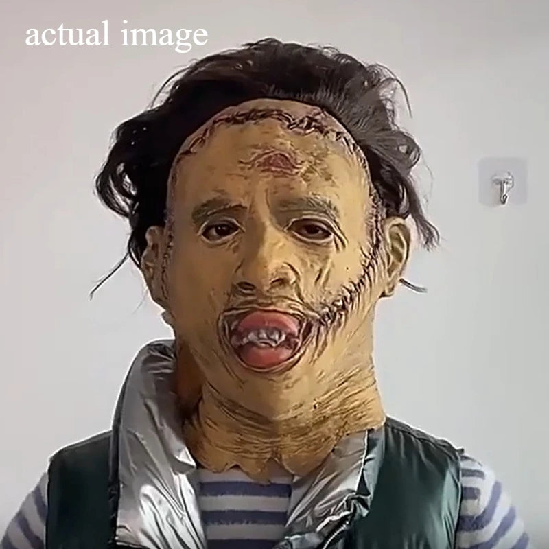 Máscara de cuero para película de Halloween, disfraz de látex, casco de asesino, máscara de terror