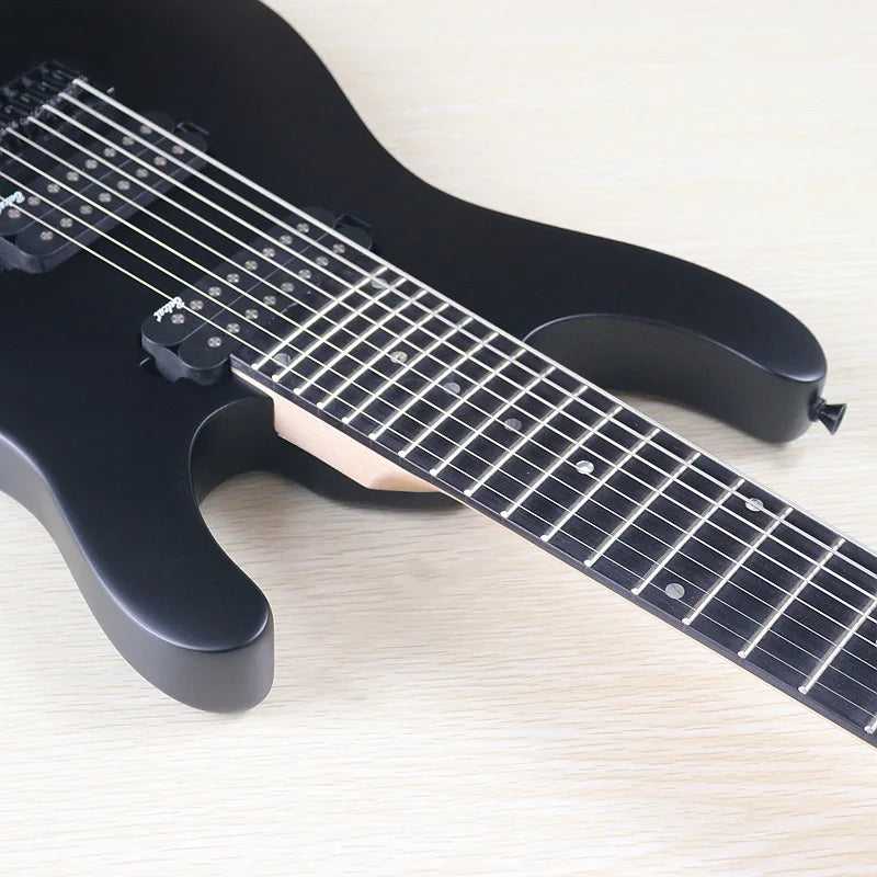 Guitarra eléctrica de 8 cuerdas, 39 pulgadas, cuerpo de madera maciza de okoume, mástil de arce canadiense, acabado mate, alta calidad, color negro.