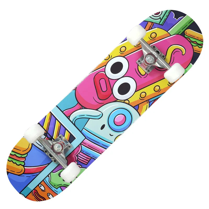 Patineta Maple de Doble Kick con 4 Ruedas, Ejes de Aleación de Aluminio, Ruedas de PU, para Adultos y Principiantes, Carga Máxima 150 kg, Patineta Urbana