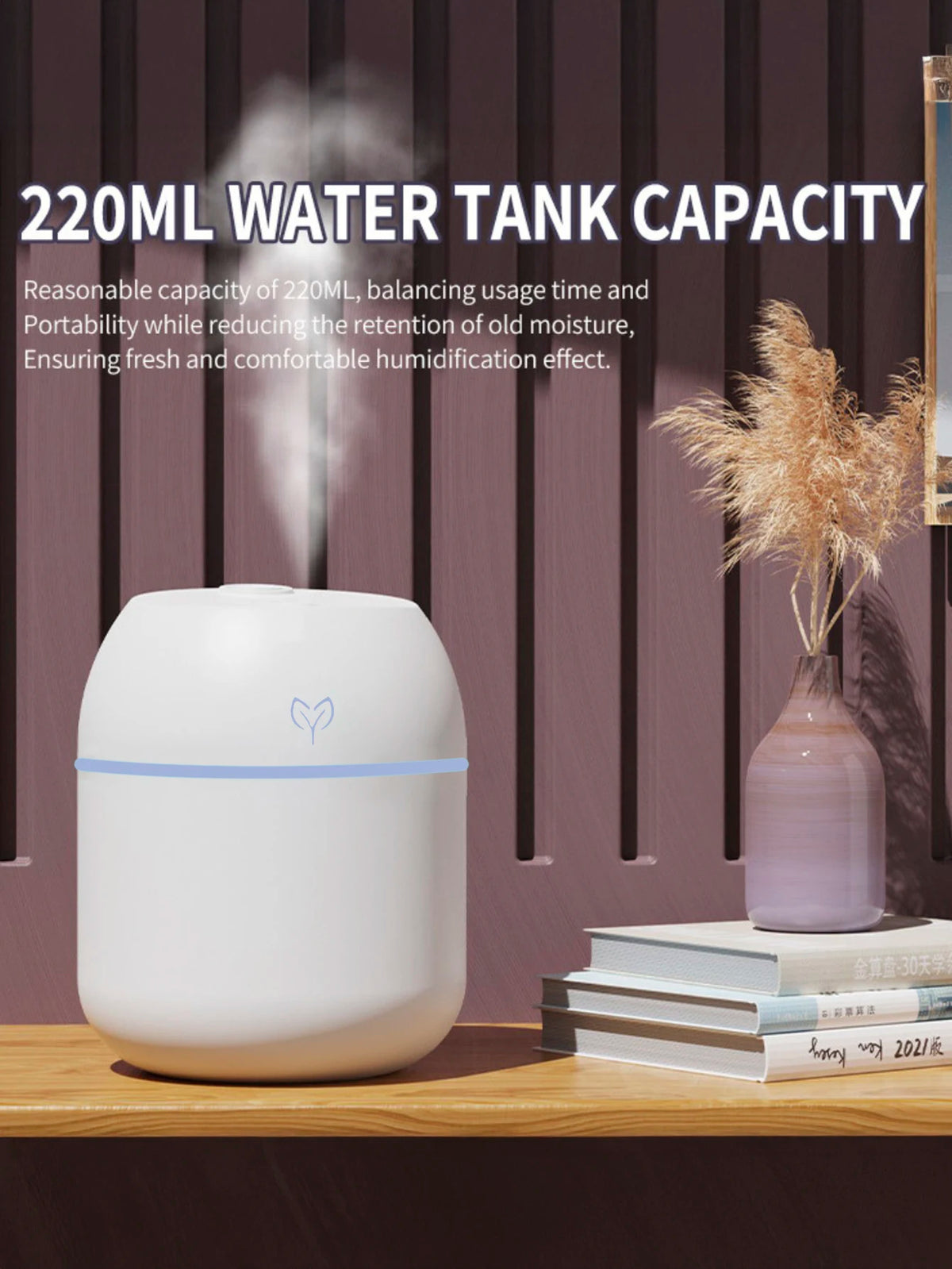 Mini humidificador de aire USB de 220ML, difusor de aceites esenciales para el hogar y el coche, difusor ultrasónico silencioso con lámpara LED de colores.
