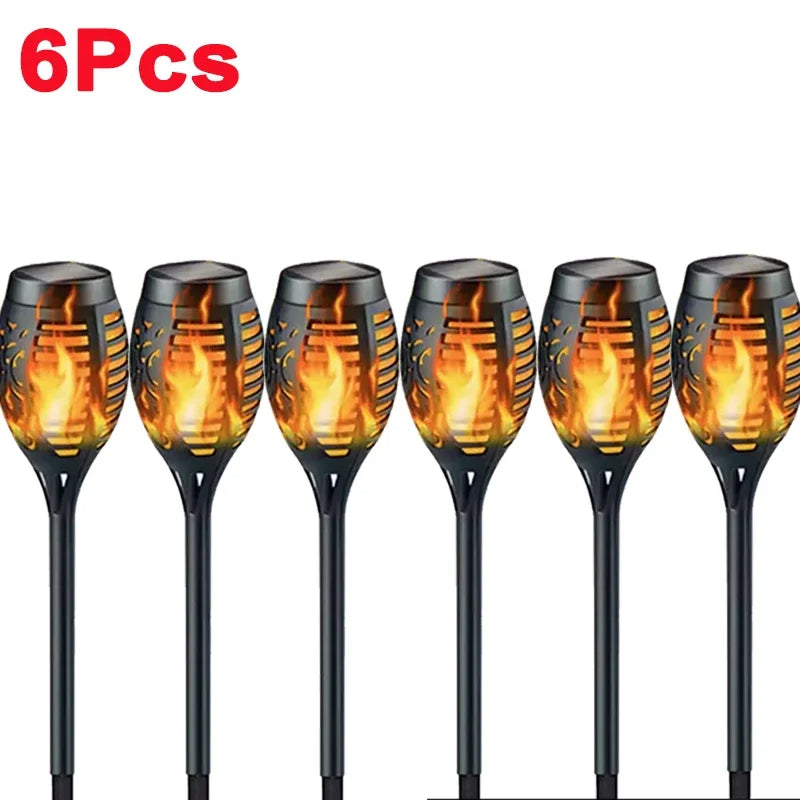 1/2/4/6/8/10 piezas de luces solares de antorcha con efecto de llama, parpadeantes, impermeables, para decoración de jardín, exteriores, césped, camino, patio, lámparas de pie