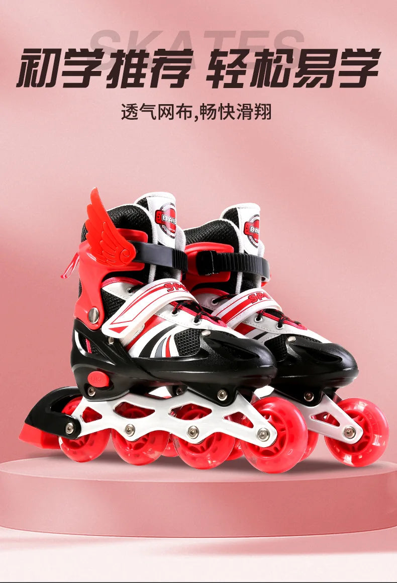 Zapatos de patinaje para niños, patines de ruedas con polea ajustable para hombres y mujeres, con un solo flash