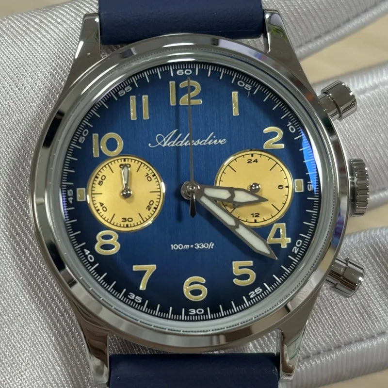 Reloj de cuarzo para hombre ADDIESDIVE en oferta, cronógrafo VK64, sumergible 10Bar, modelo AD2516 con cristal abombado superluminoso y correa de acero