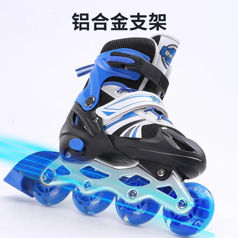 Zapatos de patinaje para niños, patines de ruedas con polea ajustable para hombres y mujeres, con un solo flash