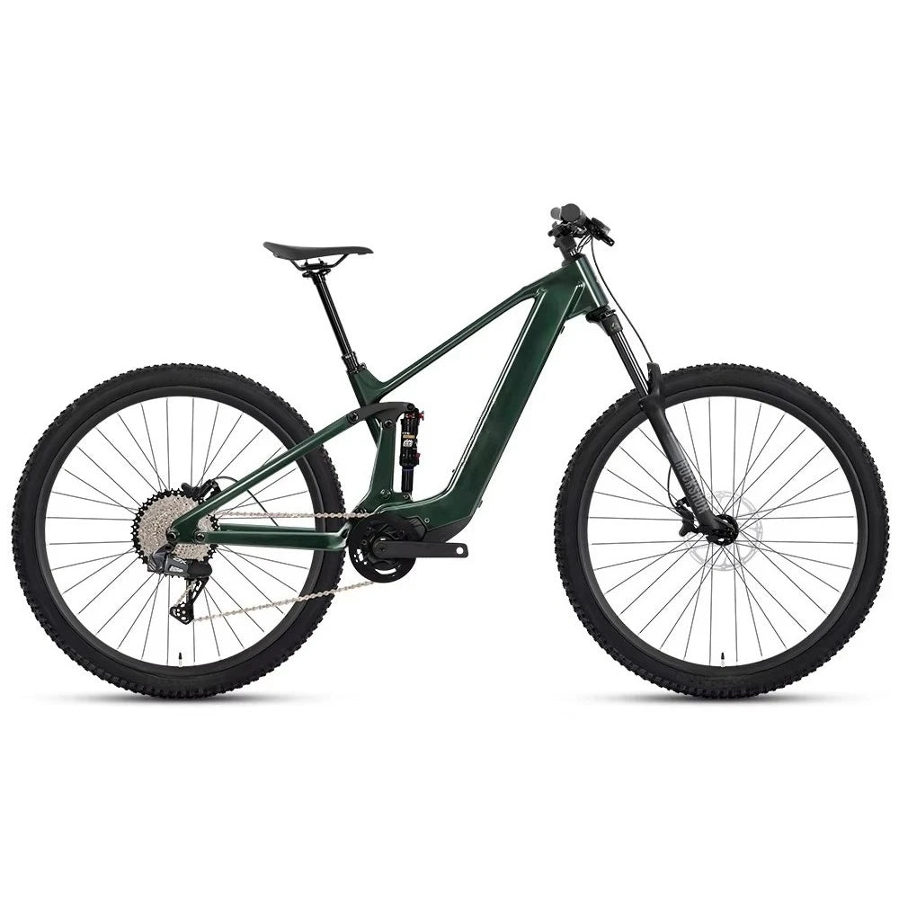 Modelo más reciente, para bicicleta de montaña eléctrica EM19, motor central, 12 velocidades, bicicleta de montaña eléctrica de fibra de carbono, doble suspensión.