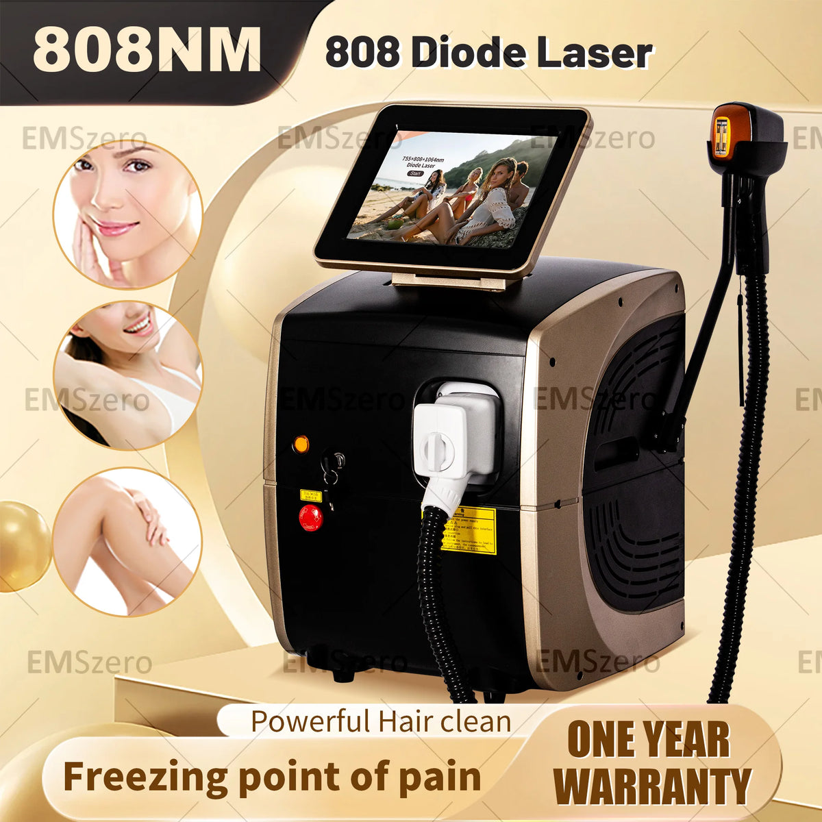 Máquina de Depilación Láser de Diodo de 5000W 808nm, Depilación Corporal Permanente Sin Dolor con Punto de Congelación, Equipo de Belleza para Salón