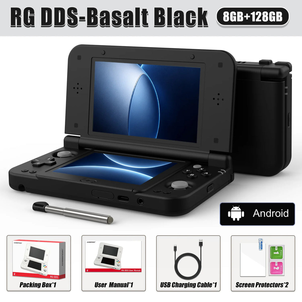 Consola de Juegos Portátil Plegable Anbernic RG DDS con Pantalla Doble, Android 16, CPU Qualcomm Snapdragon G2, Reproductor de Videojuegos RGDDS
