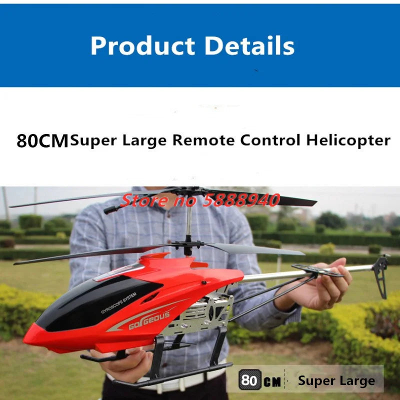 Helicóptero RC de Aleación Actualizado, 2.4G, 150M, 85CM, Gran Tamaño, Resistente a Caídas, con Luces LED, Control Remoto, Regalos