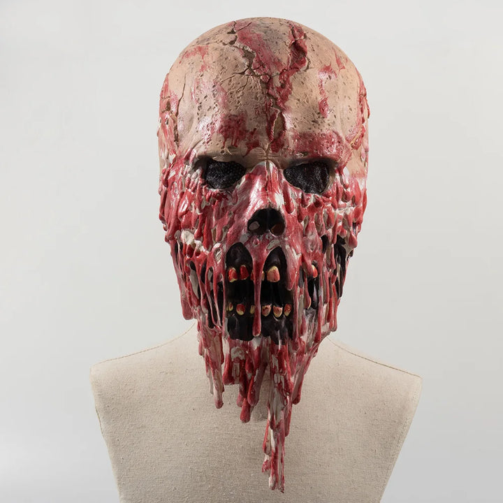 Máscara de calavera sangrienta de terror, Cosplay de esqueleto aterrador, máscara de látex de cara completa, casco, accesorios para disfraces de fiesta de Halloween