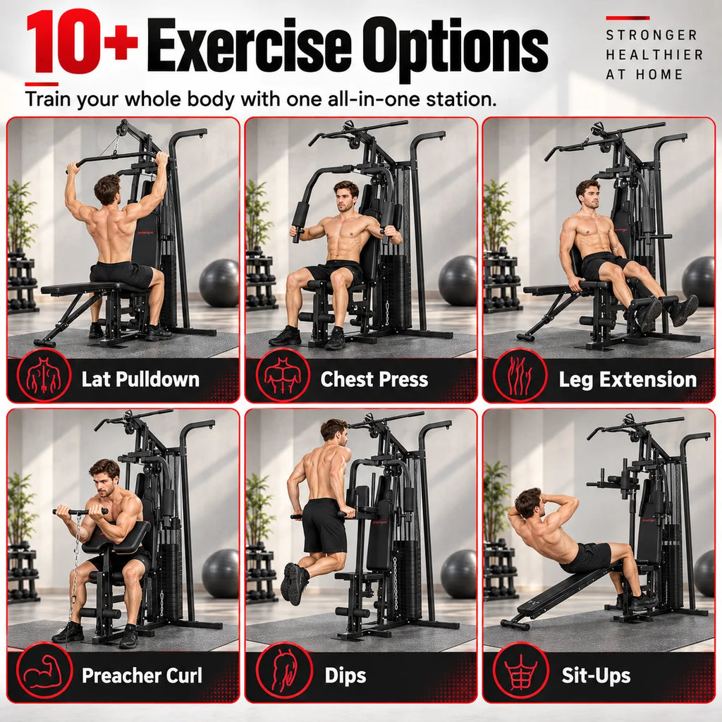 Sistema completo de entrenamiento físico en casa para la pérdida de peso y el aumento de la fuerza, máquina de gimnasio multifuncional con capacidad para ejercicios de todo el cuerpo, resistencia ajustable, diseño cómodo