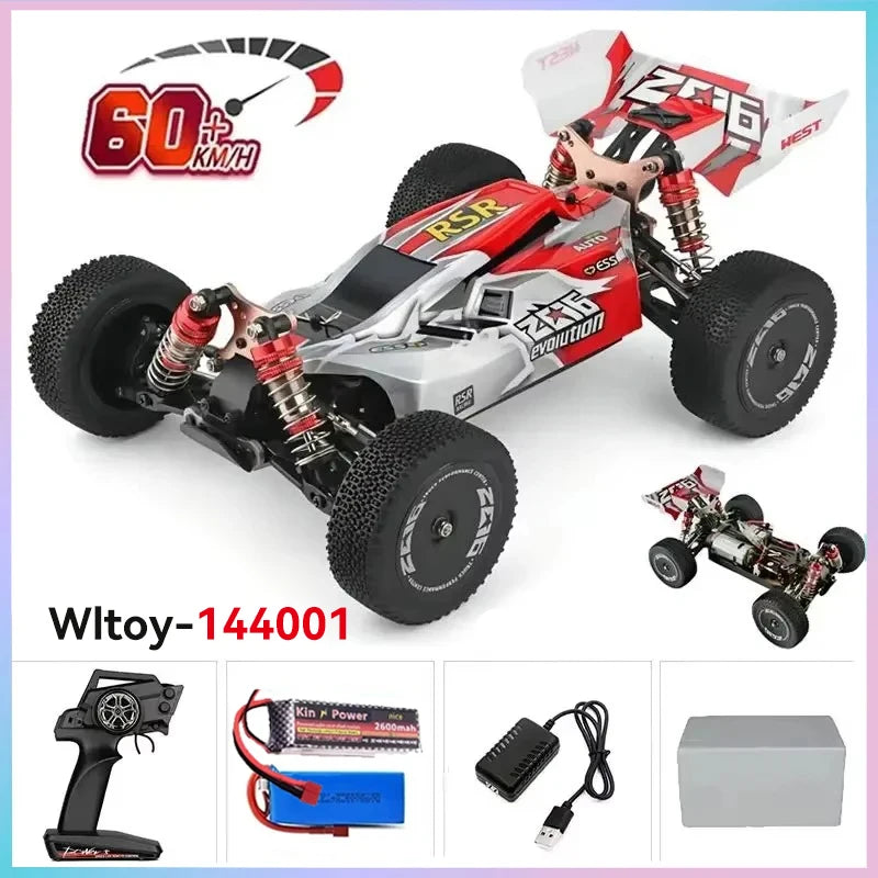WLtoys 144010 144001 Coche RC 75KM/H 2.4G sin escobillas 4WD eléctrico de alta velocidad para todoterreno, juguete de control remoto para carreras de niños