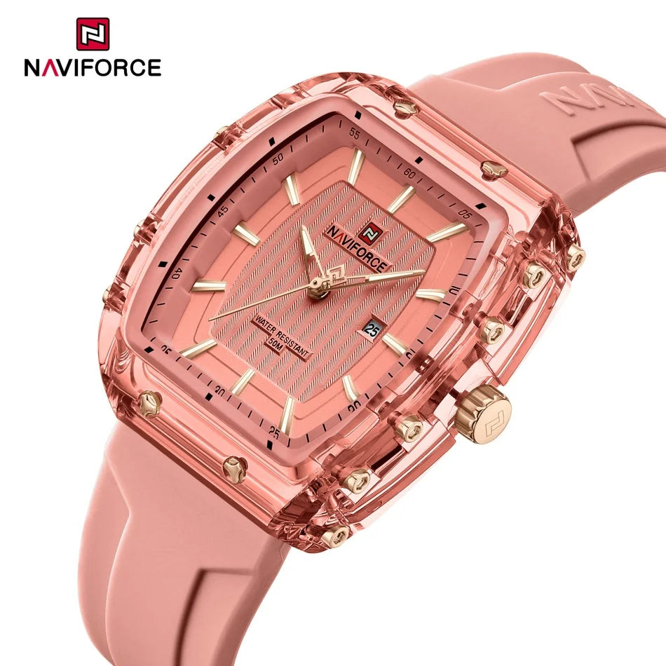 Reloj de mujer NAVIFORCE de cuarzo con calendario, resistente al agua 30M, elegante reloj de pulsera de lujo para uso diario, reloj para dama.