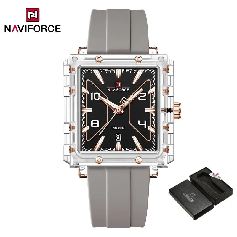 Reloj de cuarzo para hombre NAVIFORCE de alta calidad, resistente al agua 50M, deportivo, con visualización de fecha, correa de silicona y manecillas luminosas, regalo para chico, Reloj Hombre