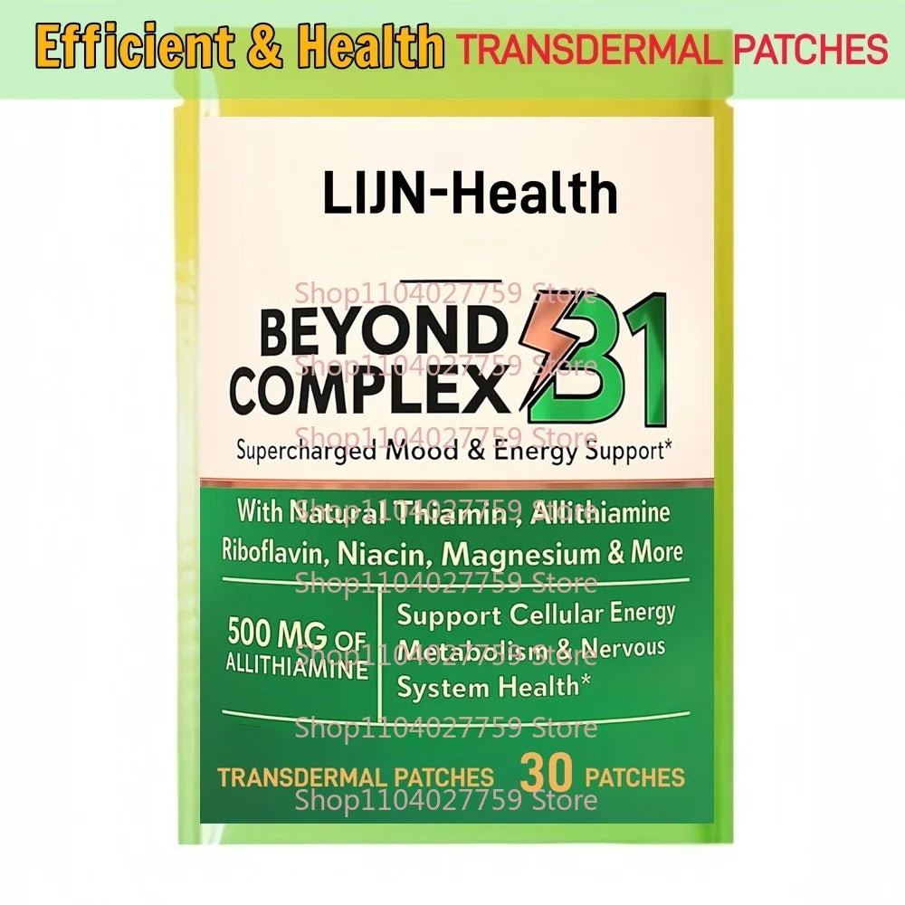 30 parches Beyond B1 Complex Parches transdermicos con vitaminas, Thiamin, niacina - Apoya la energía, el estado de ánimo y el sistema nervioso