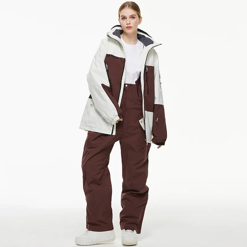 Suites de esquí, ropa deportiva para Snowboard de invierno, conjuntos de nieve para mujer, monos cálidos impermeables, ropa de esquí holgada para exteriores, monos para hombre 2025