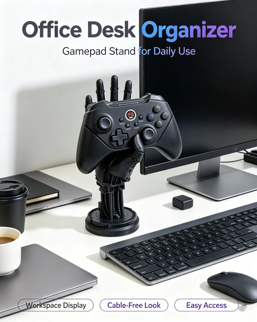 Soporte para mando de videojuegos con forma de brazo robótico impreso en 3D, adorno de estilo cyberpunk para escritorio, compatible con PS4, Xbox y Switch.