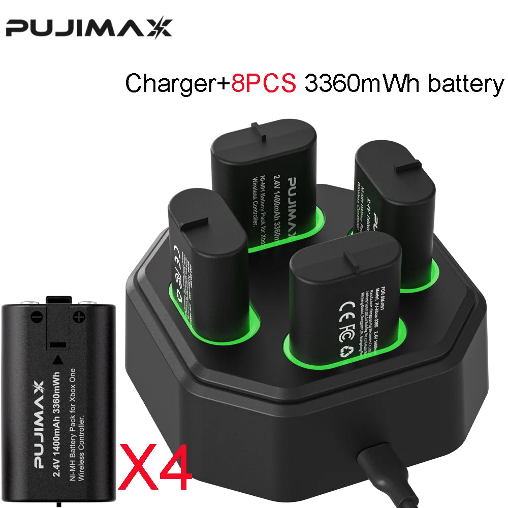 Paquete de baterías recargables PUJIMAX 3360mWh Ni-MH para XBOX Serie S/X y XBOX ONE S/X/Elite con cargador + cable de carga