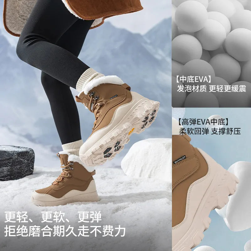 Botas de nieve Skypilot para hombre, botas de senderismo de invierno, botas de esquí cálidas de lana, botas impermeables para mujer, zapatillas de trekking.