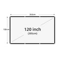 Pantalla de proyección de 120" con medidas y marco negro con ojales