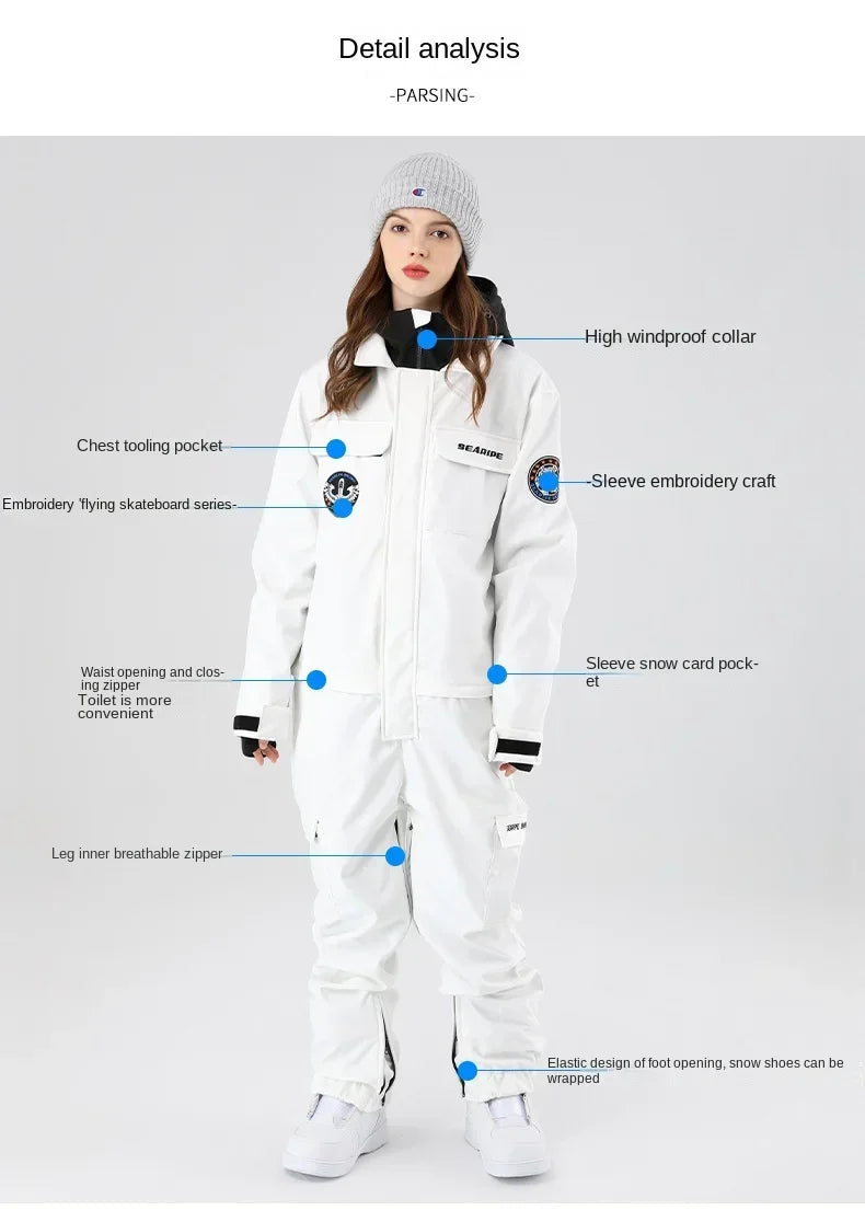 Mono de trabajo cortavientos 2025 nuevo para hombre y mujer, impermeable, transpirable, para esquí de tabla simple o doble.